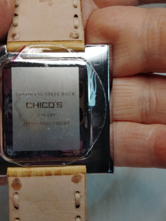 Chico’s “A” Series Quartz Watch • Square Silver Case • Camel Leather Band main image 7
